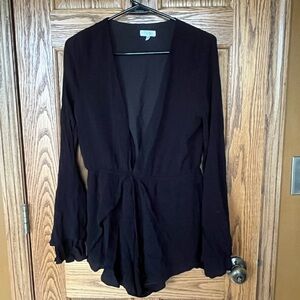 Black bell sleeve romper